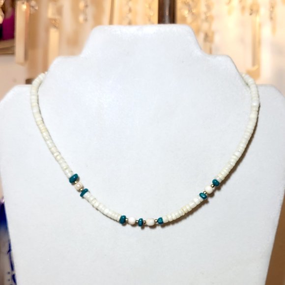 🏖️y2k Bohemian Style Coconut Shell & Turquoise Beads Unisex Surfer Necklace - Picture 5 of 5